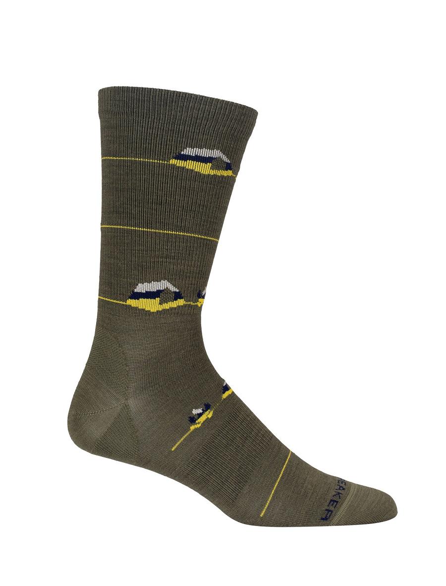 Men's Icebreaker Merino Lifestyle Ultralight Crew Backcountry Camp Socks Loden / Royal Navy | CA 1939SGLO